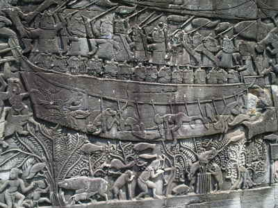 Steinrelief von Seeschlacht Cham gegen Khmer AT